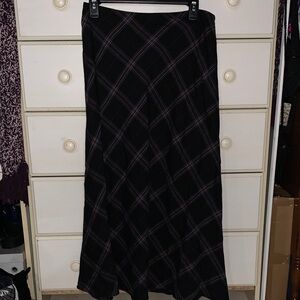 Croft & Barrow Black and Purple Plaid Maxi Skirt